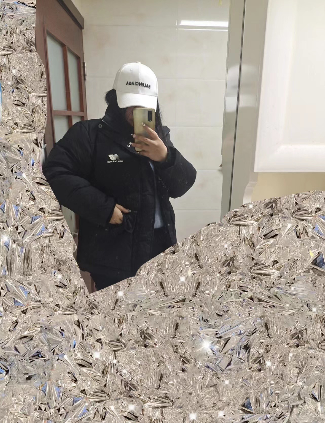 NEW BALANCE solid color large pocket down jacket