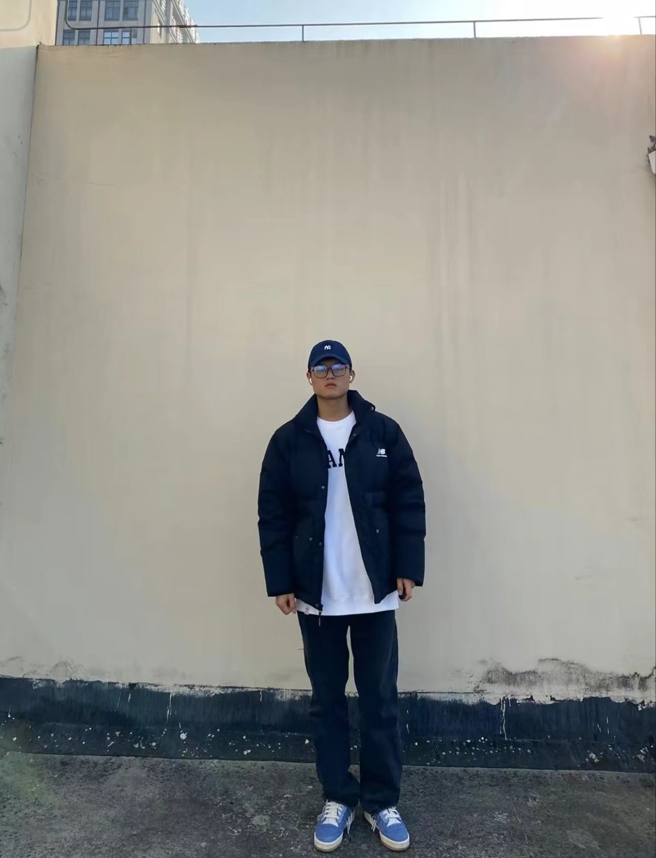 NEW BALANCE solid color large pocket down jacket