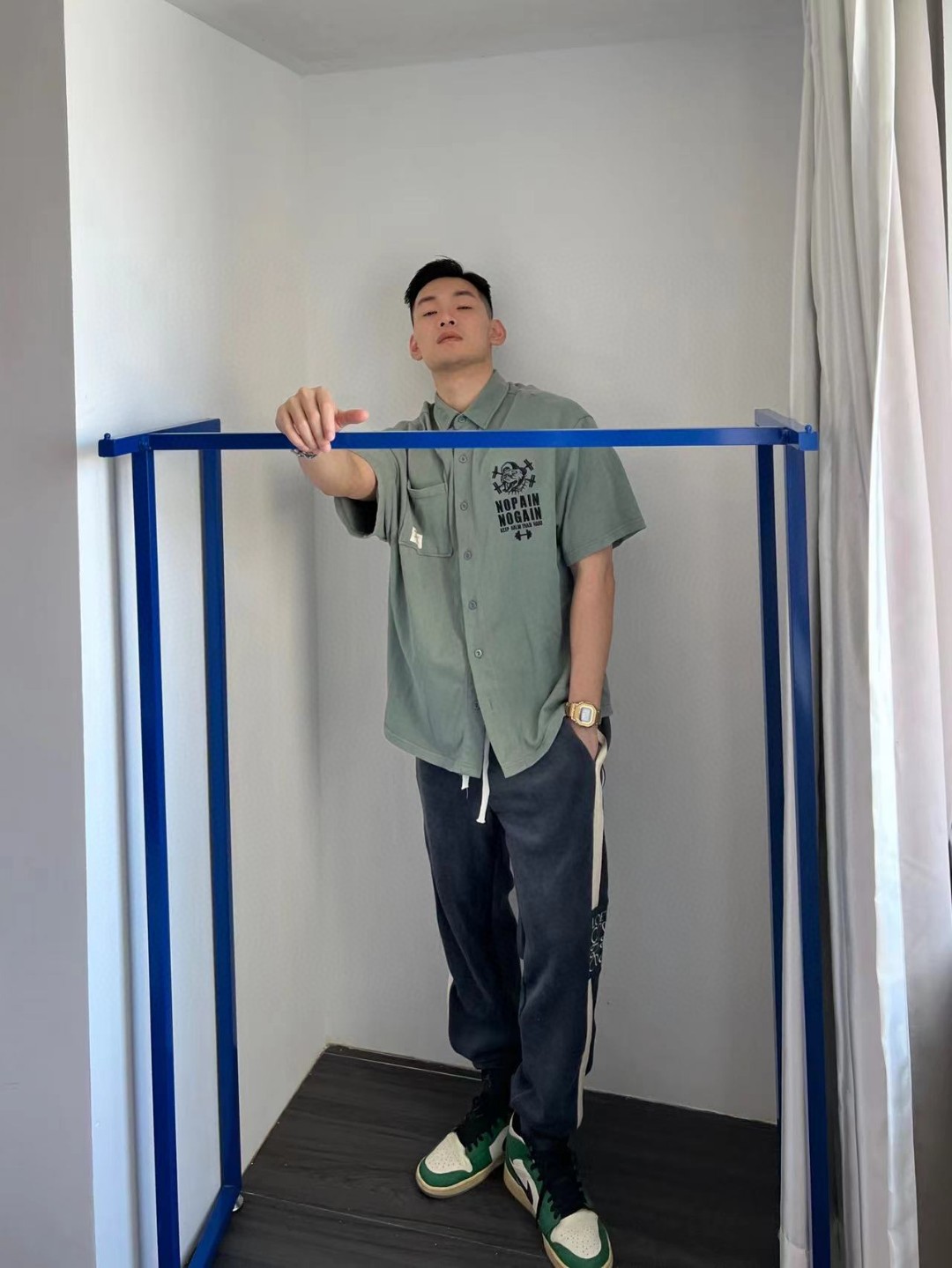 LOEVVE 22FW corduroy side logo letter embroidered sweatpants