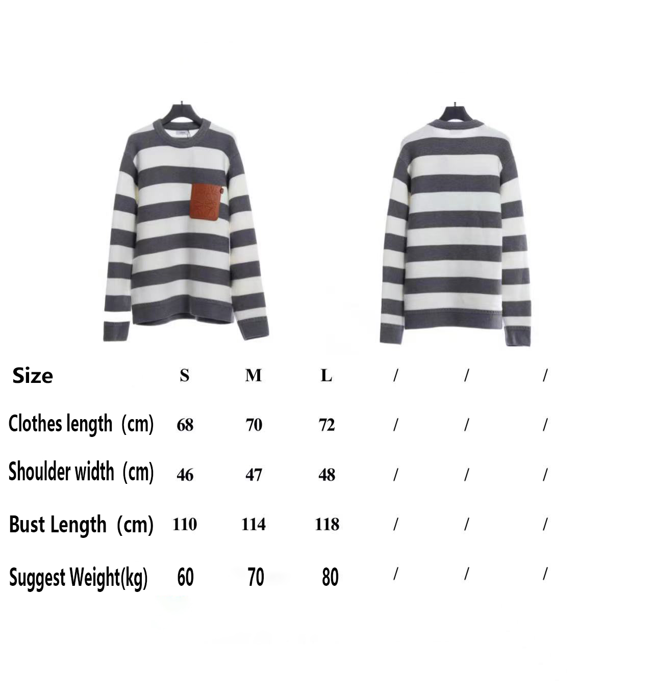 Loevve 22SS autumn and winter new round neck striped patch sweater