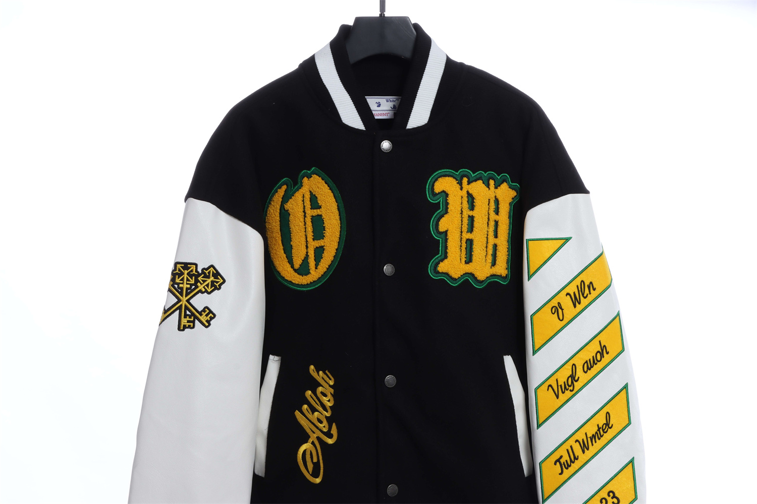 OW22FW multi-icon badge wool woolen stitching jacket thickened cotton baseball uniform jacket