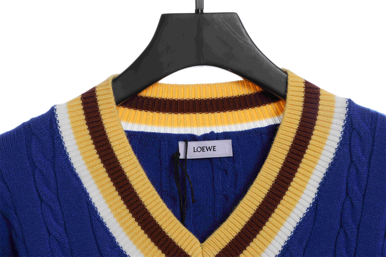 LOEVVE SS22 striped color block V-neck pullover sweater