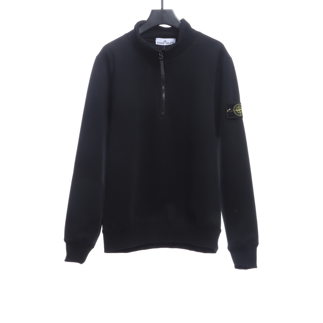 Stone Island Stand Collar Half Zip Long Sleeve Sweatshirt