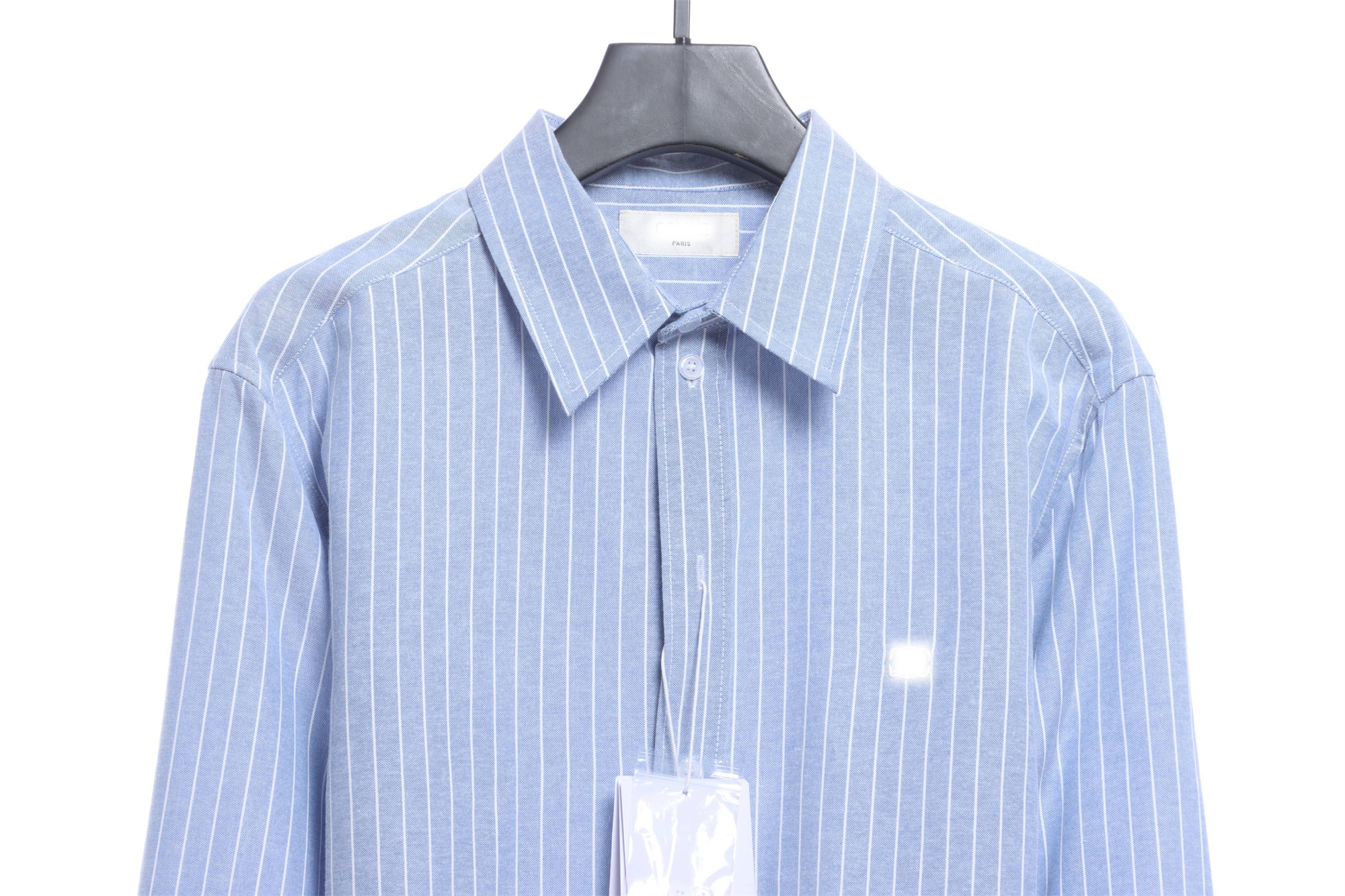 C3 Small Embroidered Vertical Stripe Long Sleeve Shirt