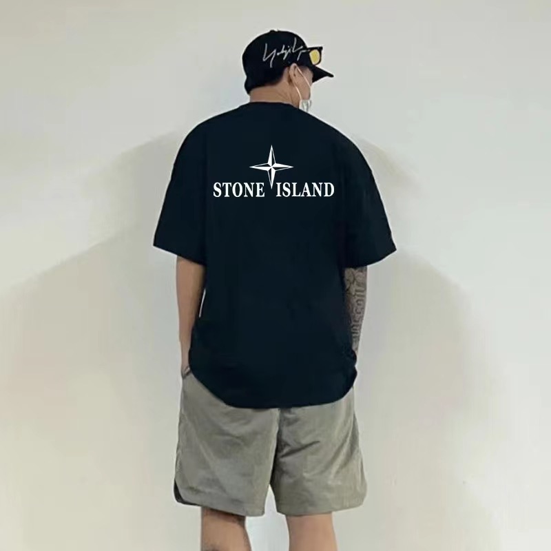 Stone island cross logo printing short sleeves