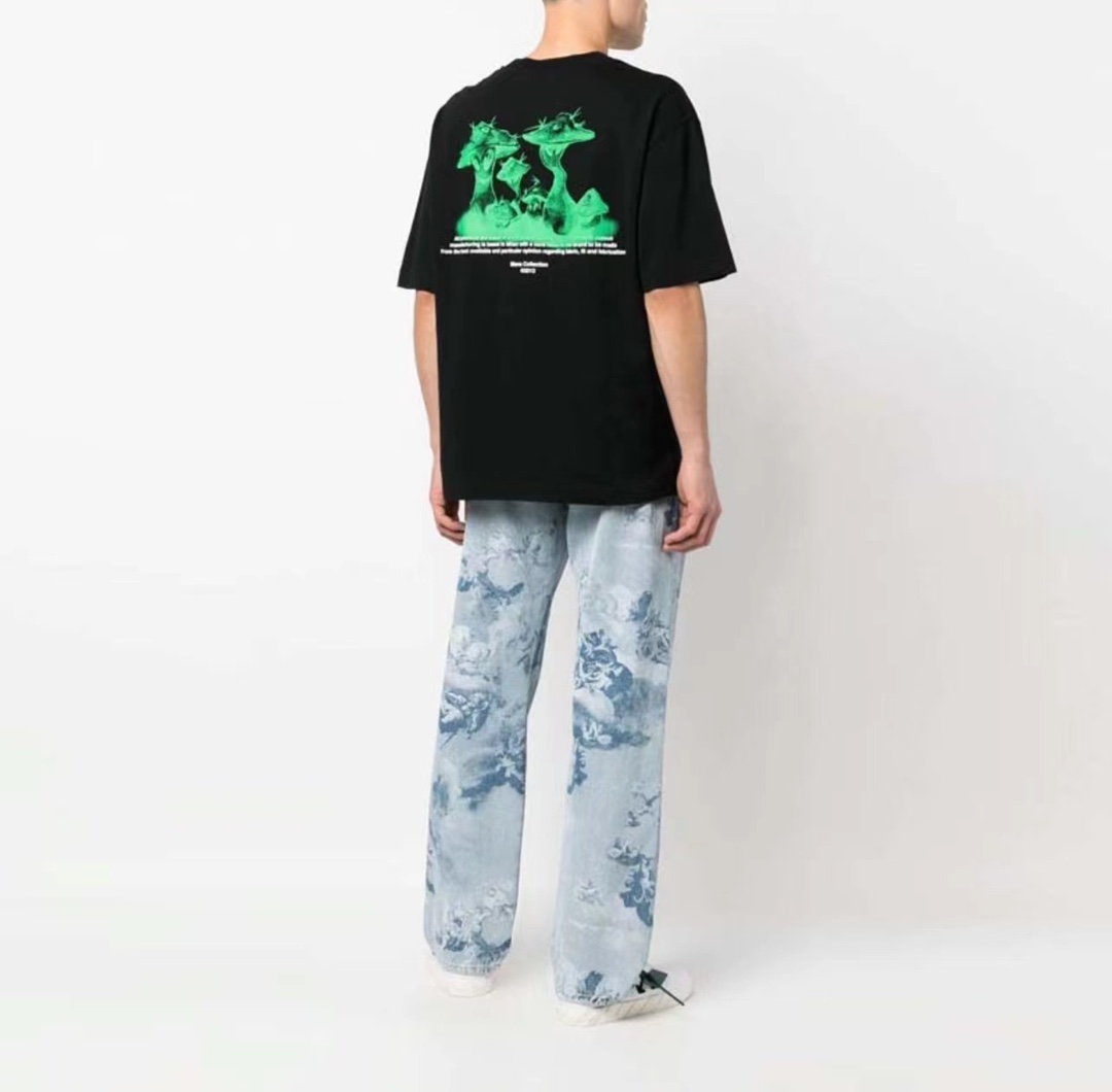 OW green mushroom printing short sleeves