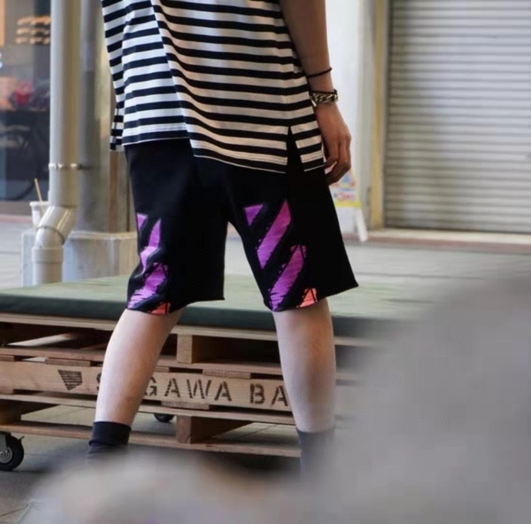 OW purplish red twill shorts