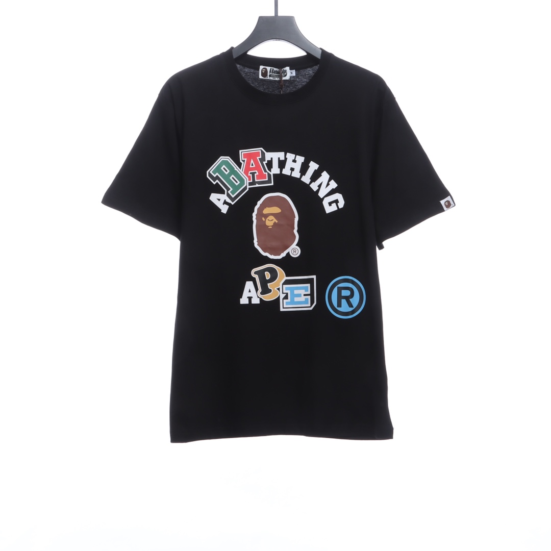 BAPE ape head logo colorful print short sleeves