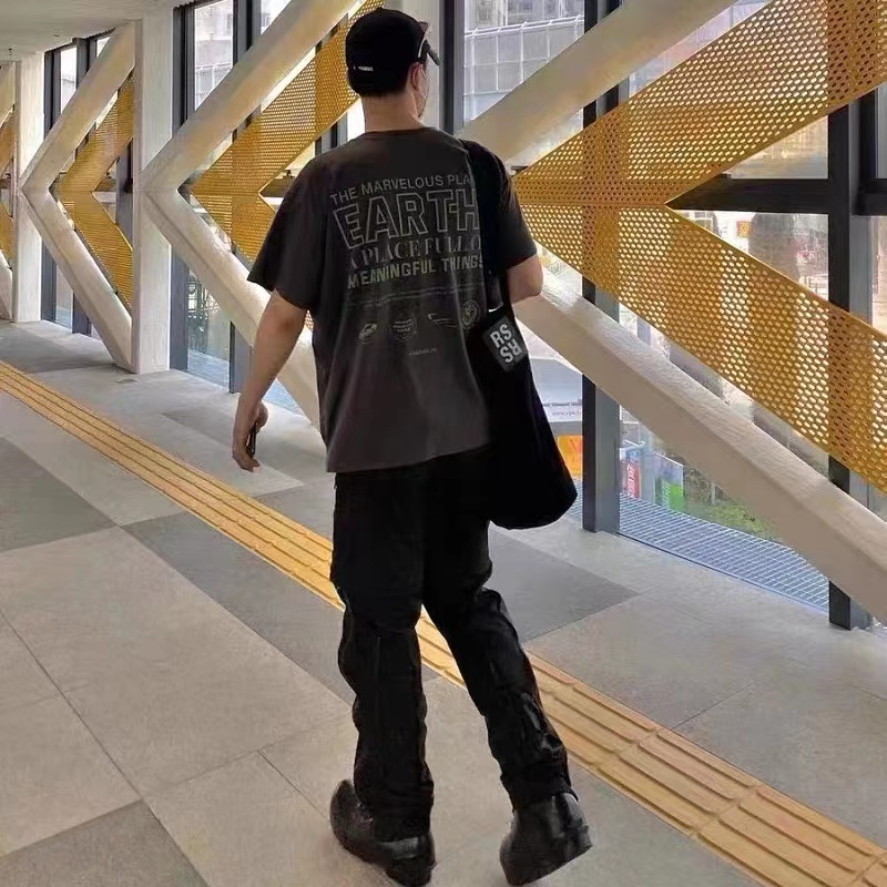 FAR.ARCHIVE Green Letter Print Short Sleeve T-Shirt