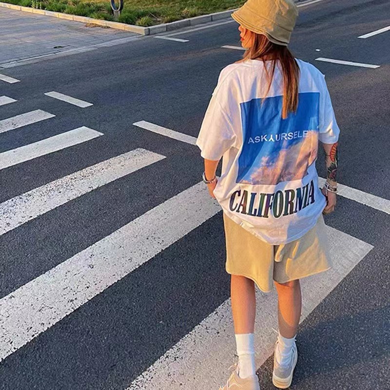 ASK Sky Symphony Reflective Letter Print Short Sleeves