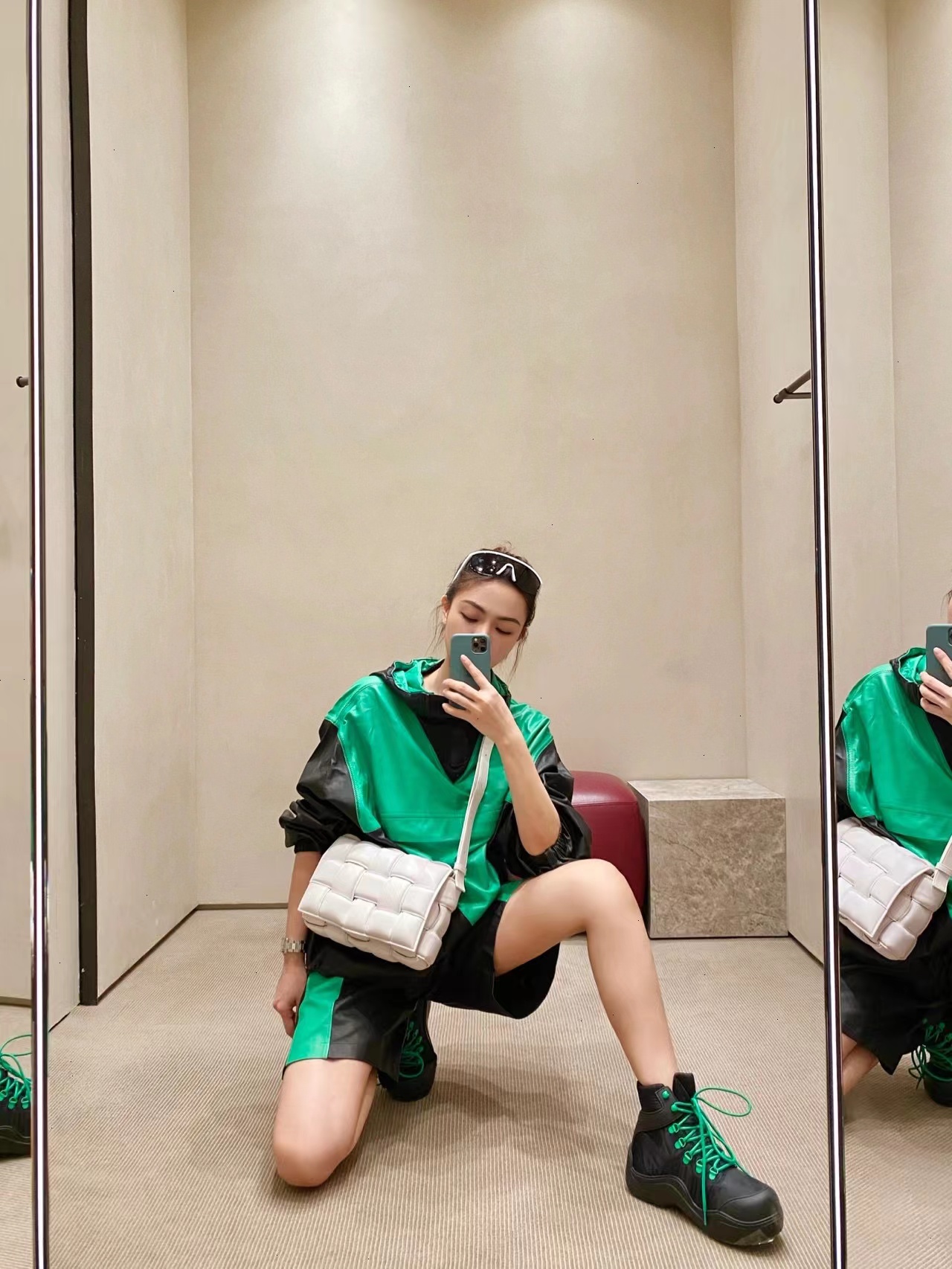 Bottega Veneta BV Parrot Green Tie Shorts