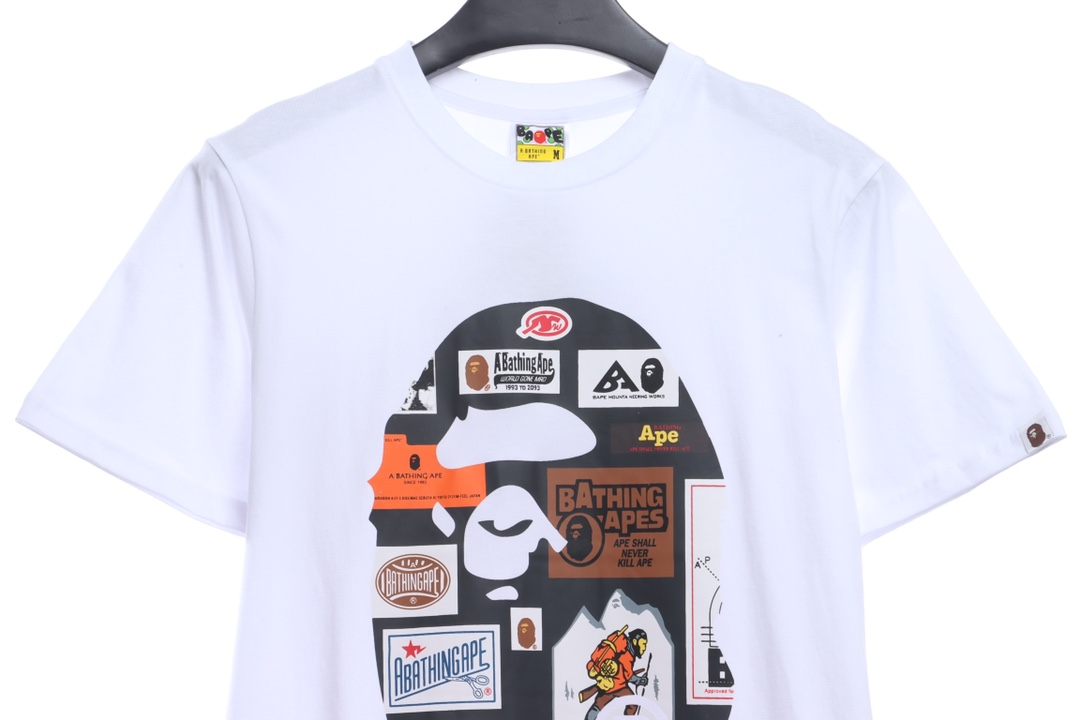 BAPE ape-man initials pattern label printing short sleeves