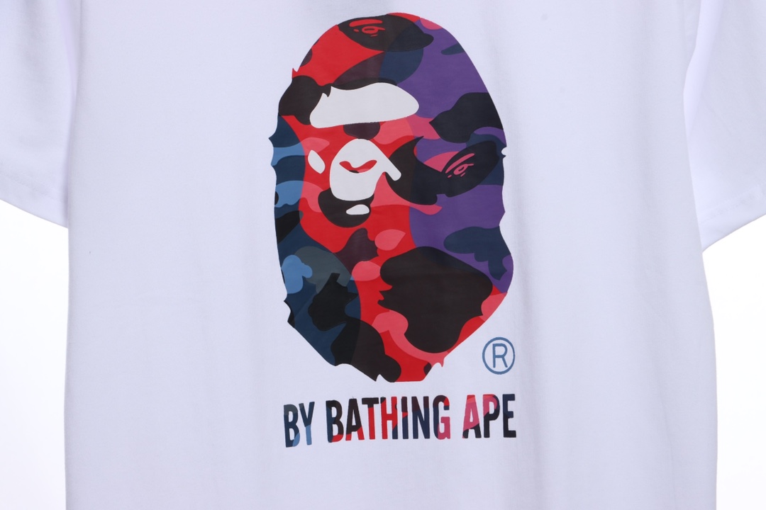 BAPE ape head multicolor block camouflage short sleeves