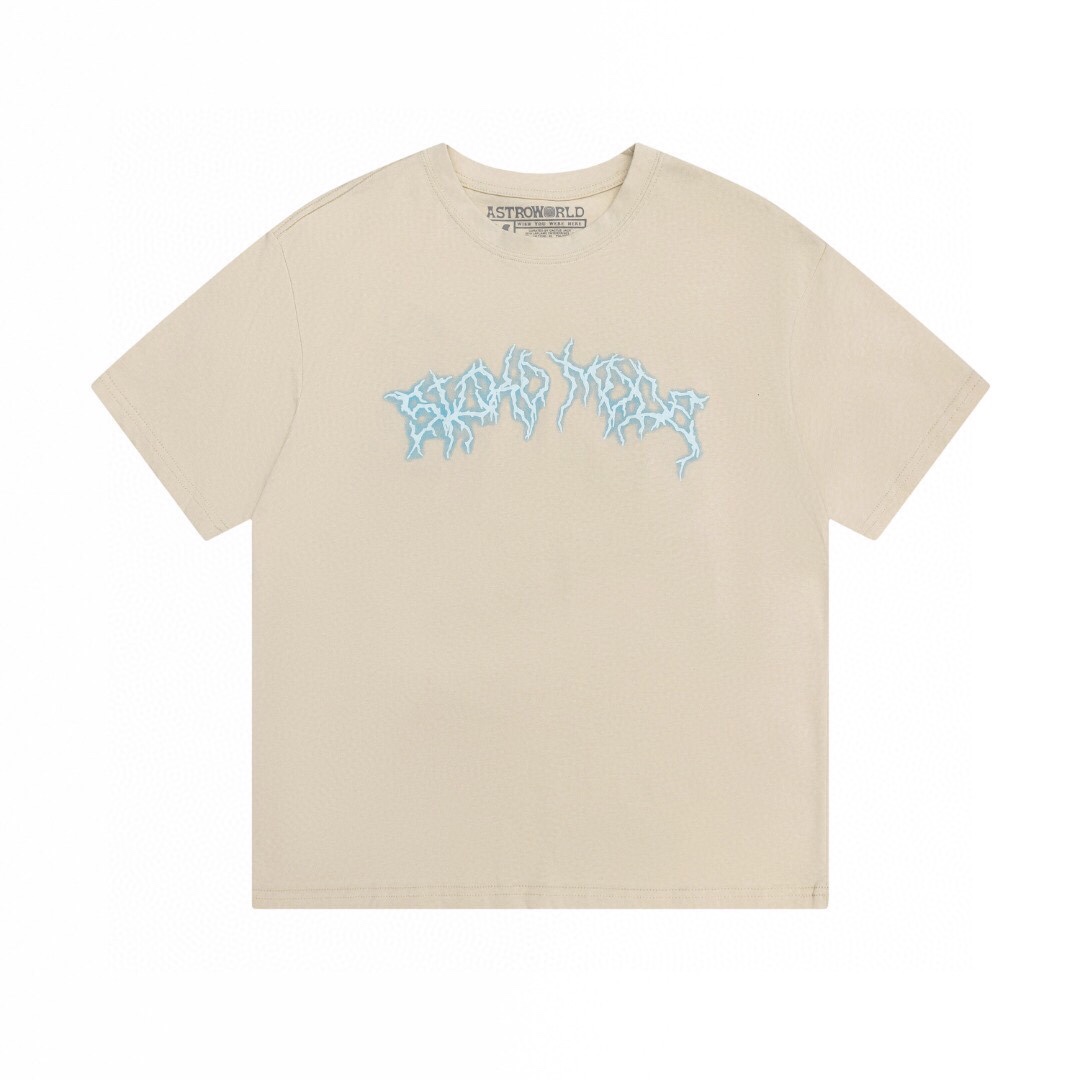 Travis Scott Letter lightning foam printing short sleeves