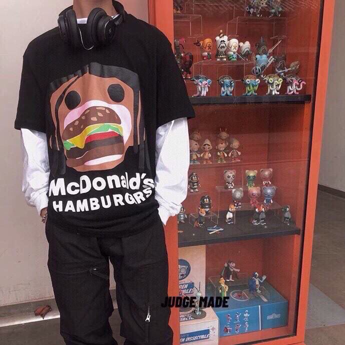 Travis Scott Foam hamburger mouth pattern short sleeves