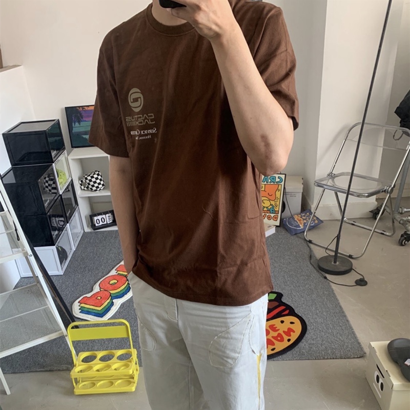 Travis Scott Solid color letter pattern printing short sleeves