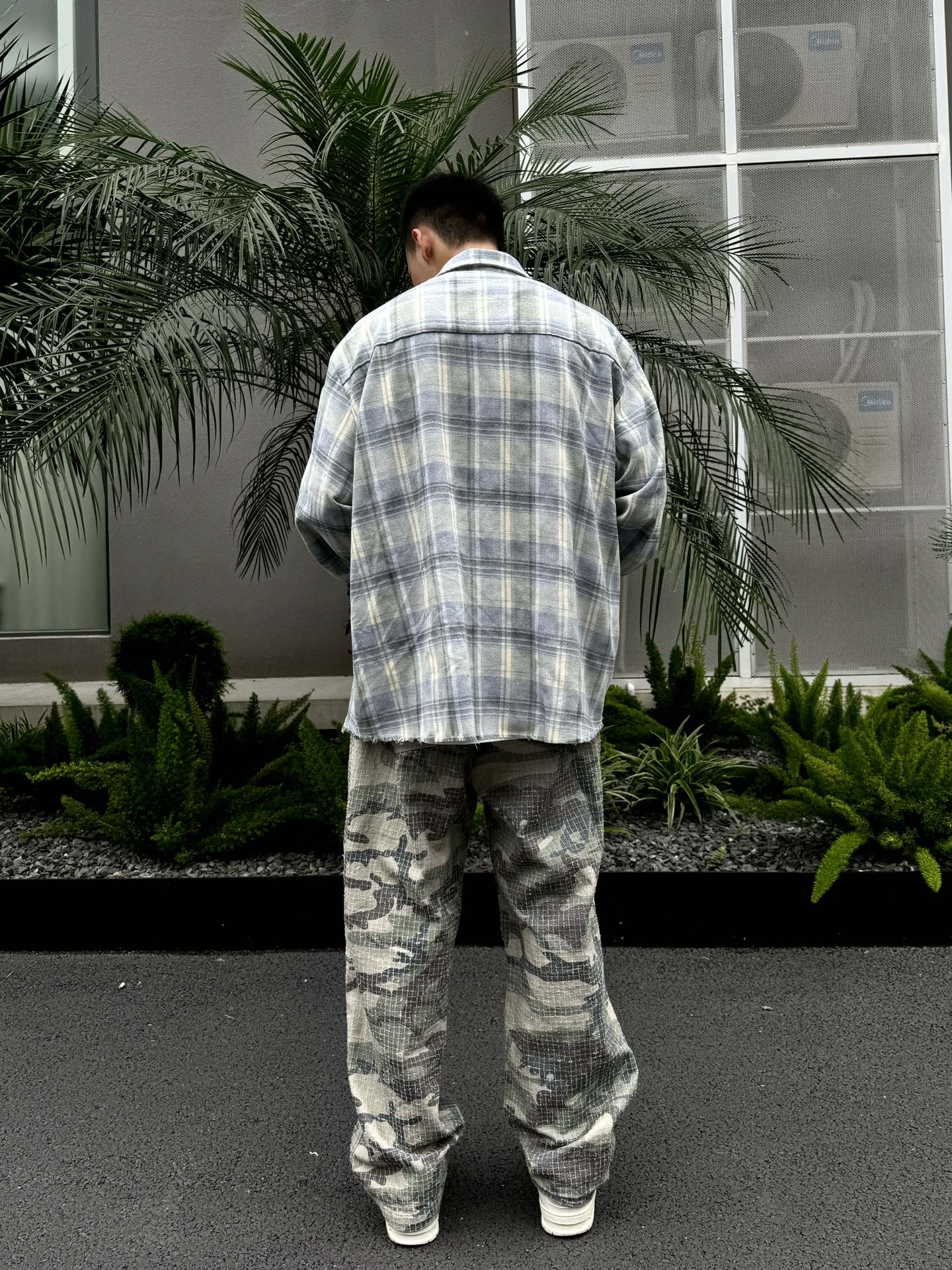 Vintage distressed and mottled DirtyFit worn-look plaid flannel pure cotton Shirt