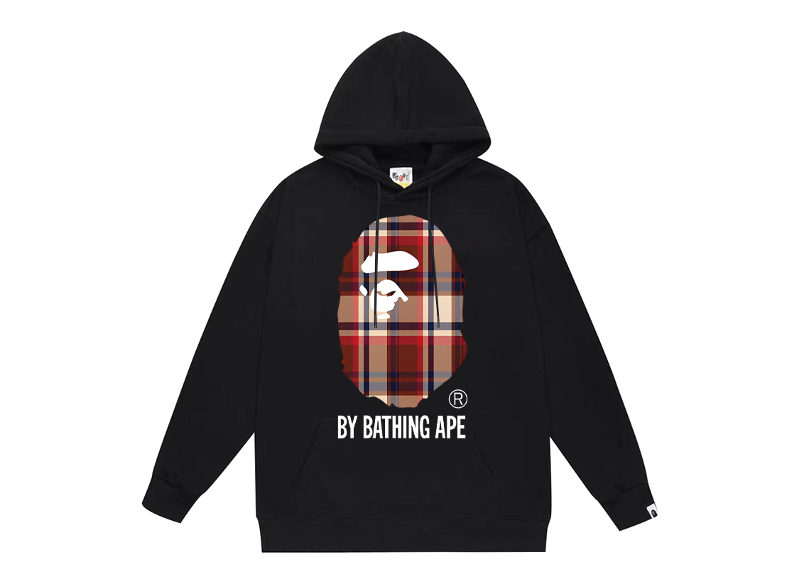 BAPE plaid Ape Head logo hoodie