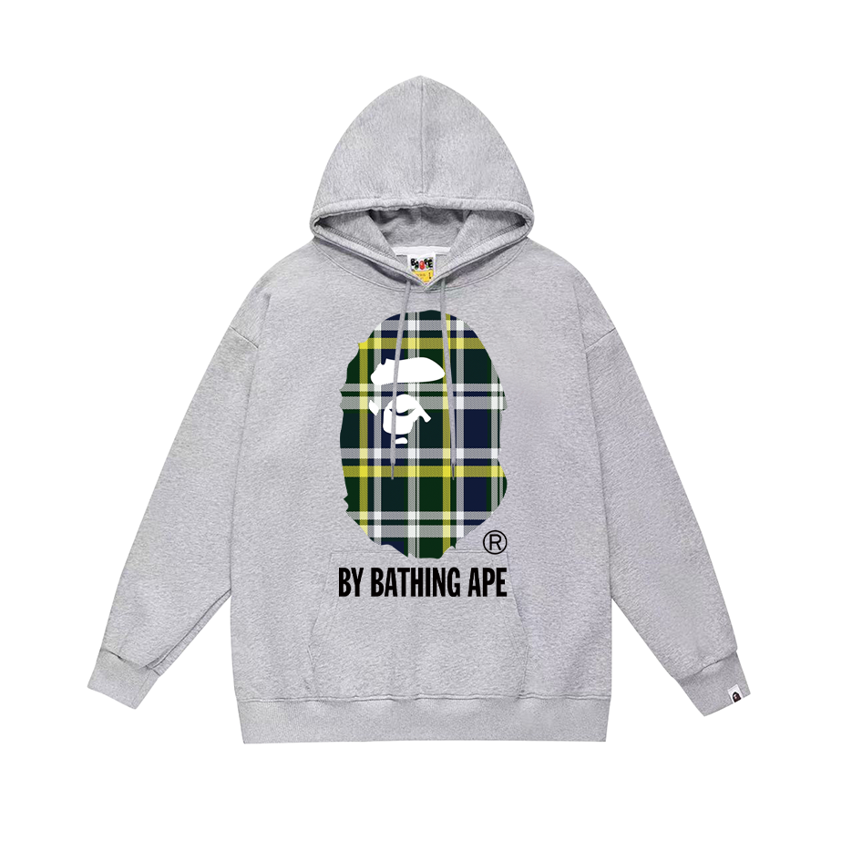 BAPE plaid Ape Head logo hoodie