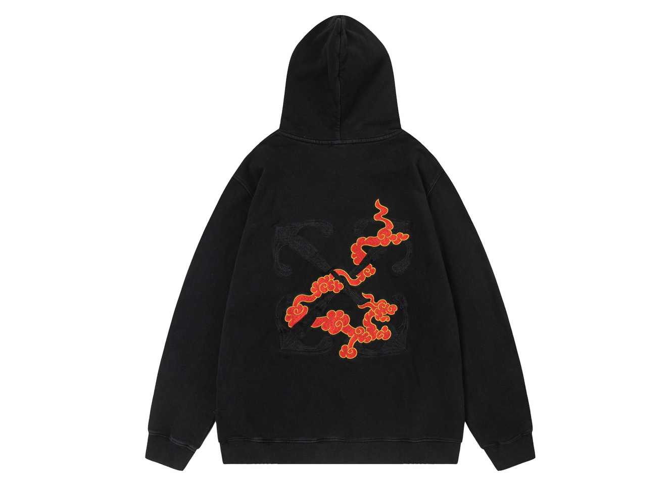 Off-White 24SS new embroidered cloud and dragon washed hoodie