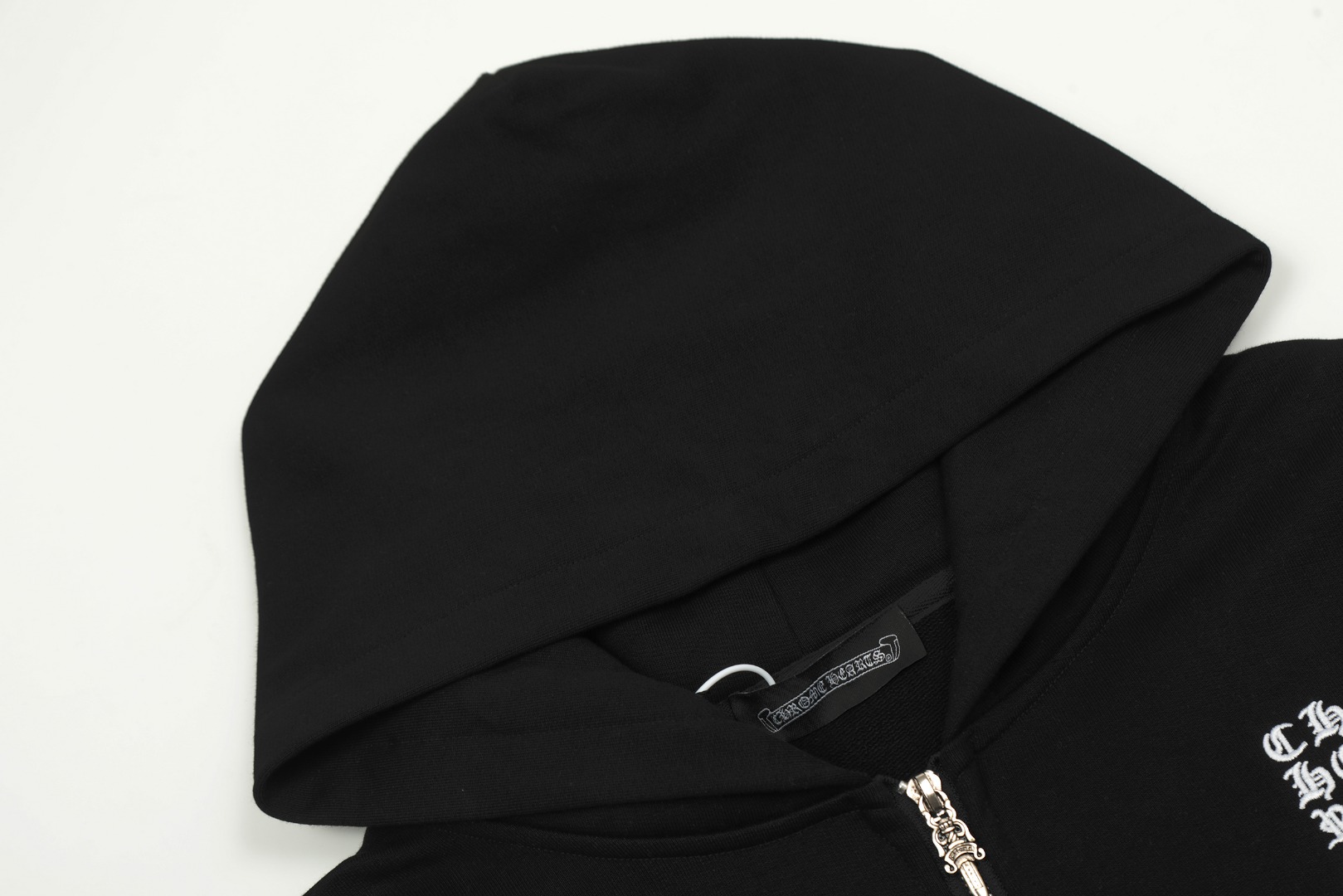 Chrome Hearts black embroidered and printed heavy-duty zip-up hoodie