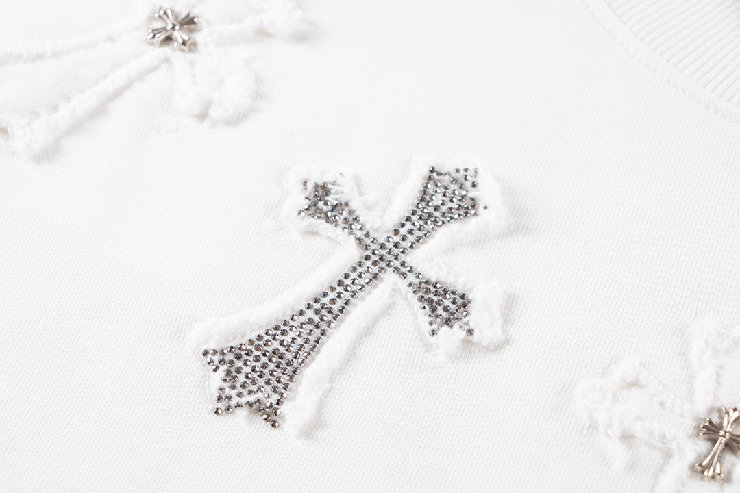 Chrome Hearts latest heavy-weight basic crewneck sweatshirt in white