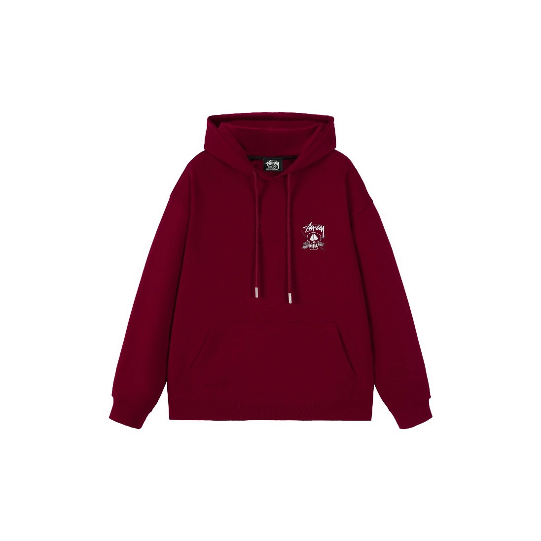 Stu$$y SS24 Casual Lettering Round Neck Skull Graphic Printed Crewneck Hoodie