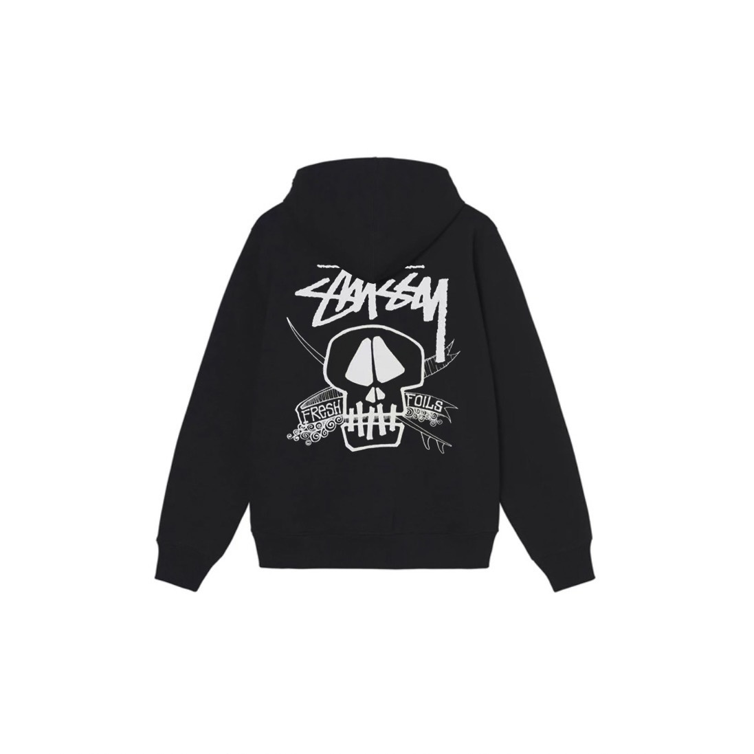 Stu$$y SS24 Casual Lettering Round Neck Skull Graphic Printed Crewneck Hoodie