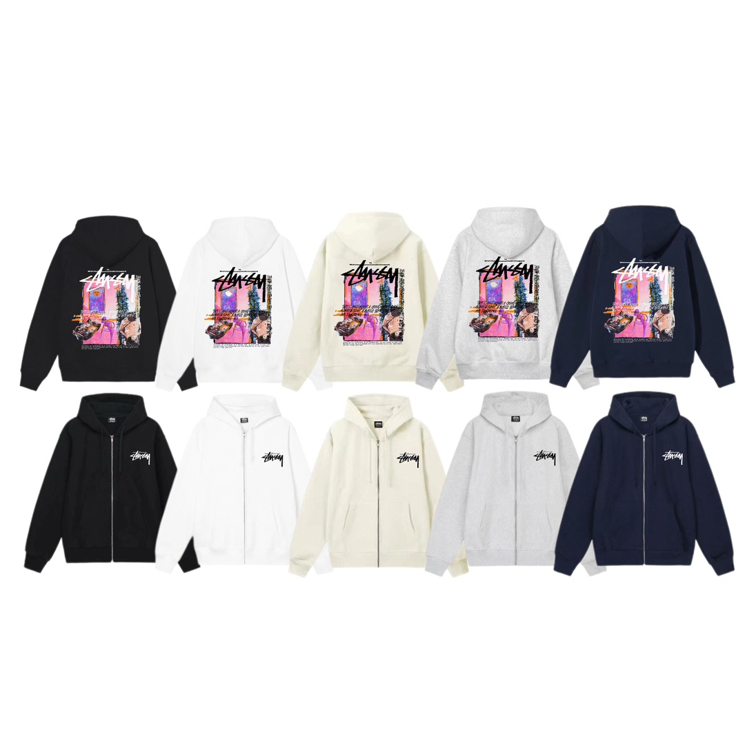 Stussy Daydream Graffiti Print Zipper Hoodie