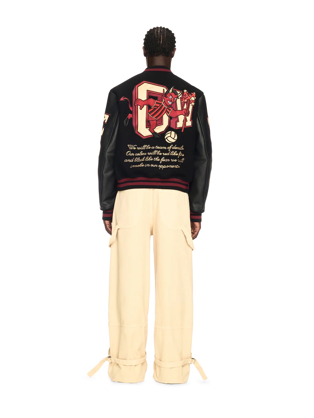 Off-White Embroidered Patchwork Leather Jacket