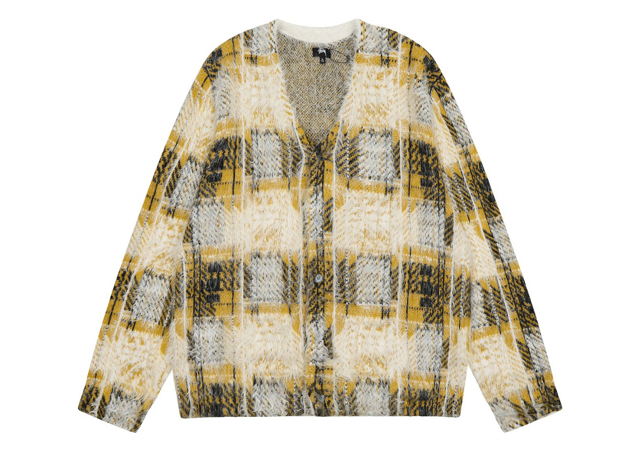 Stussy Hairy Plaid Cardigan Sweater
