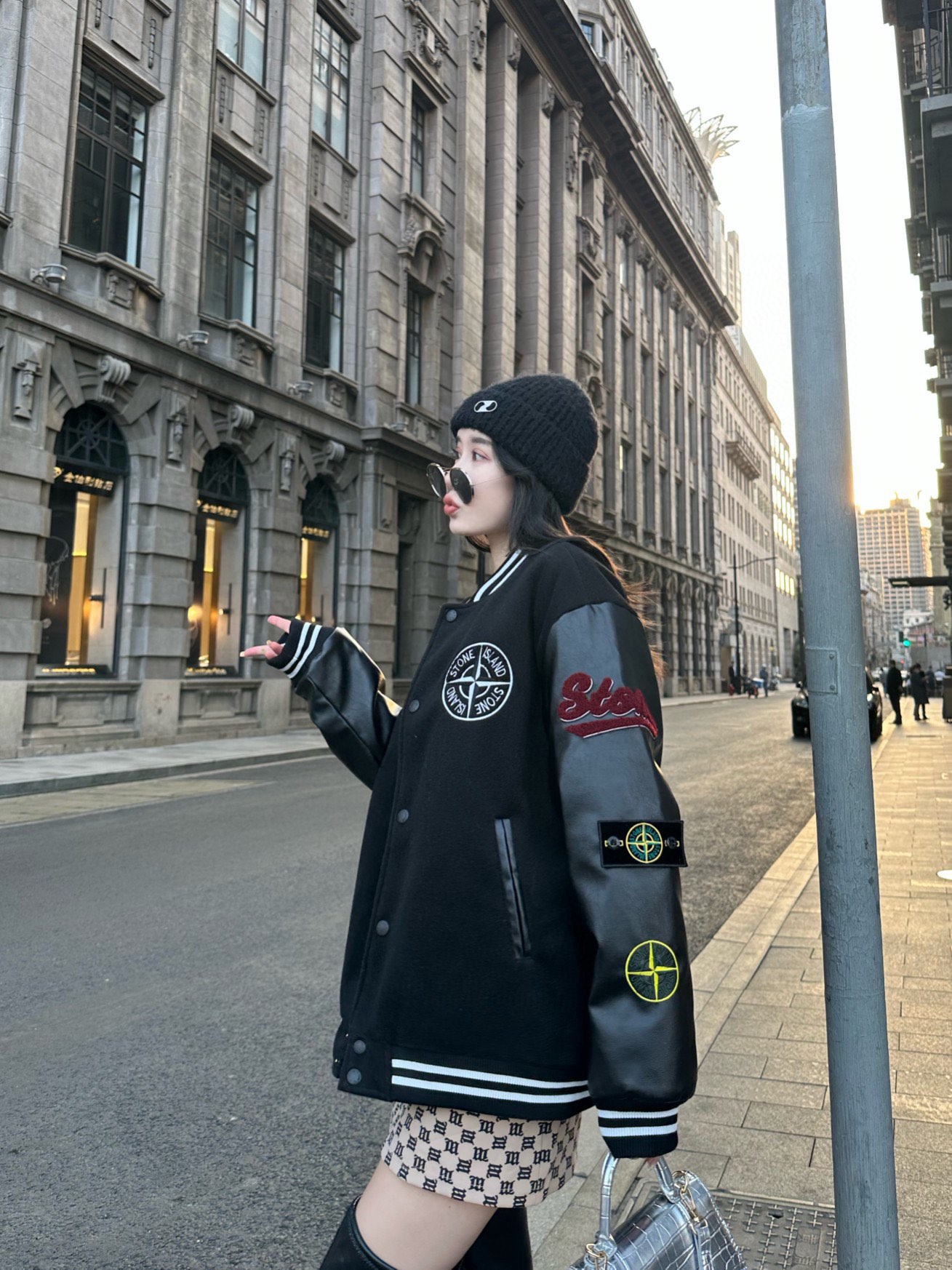 Stone 1Sland stone island splicing baseball tweed jacket