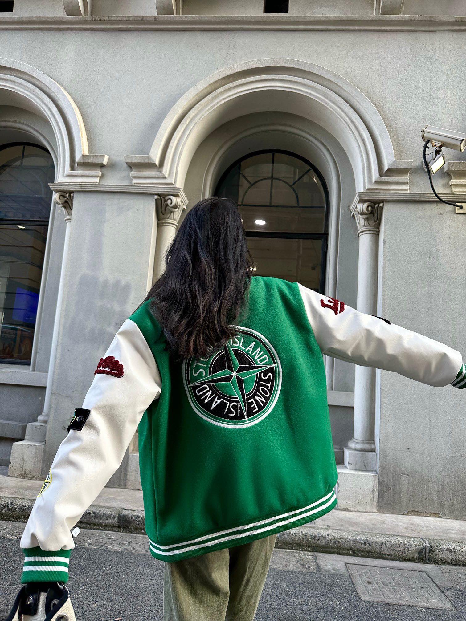 Stone 1Sland stone island splicing baseball tweed jacket