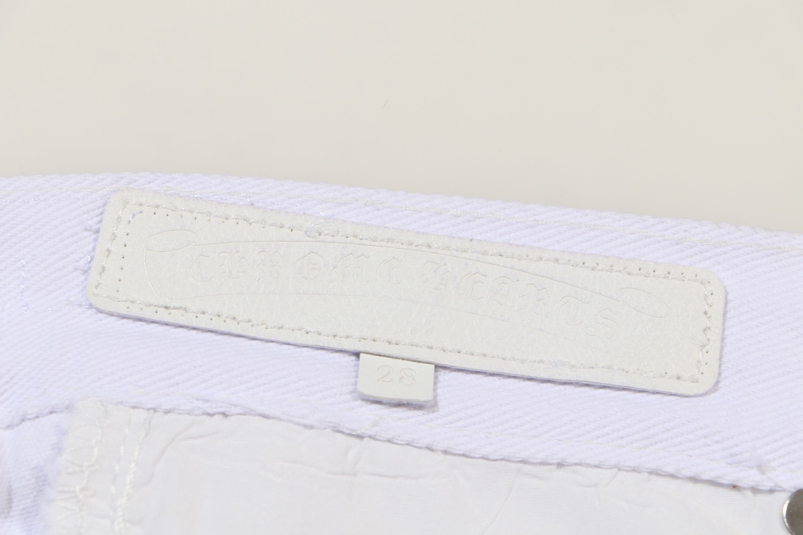 Chrome Hearts Green Zebra Print Croesses White Pants